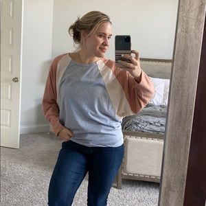 Easel color block long sleeve tee